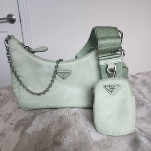 Aqua Authentic Prada re nylon bag